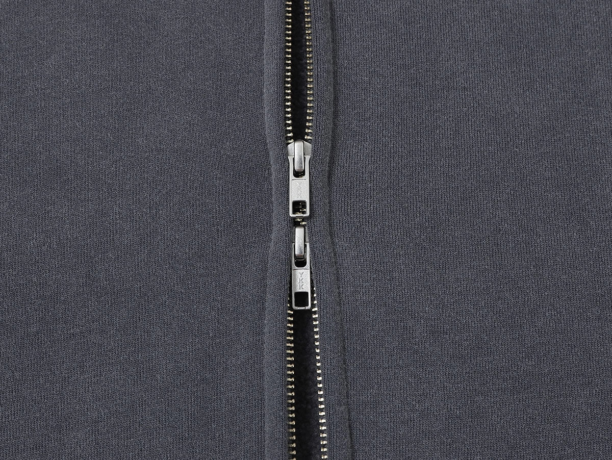 450 GSM BOXY CROPPED FIT 'WASHED GRAY' ZIP-UP HOODIE - Image 6