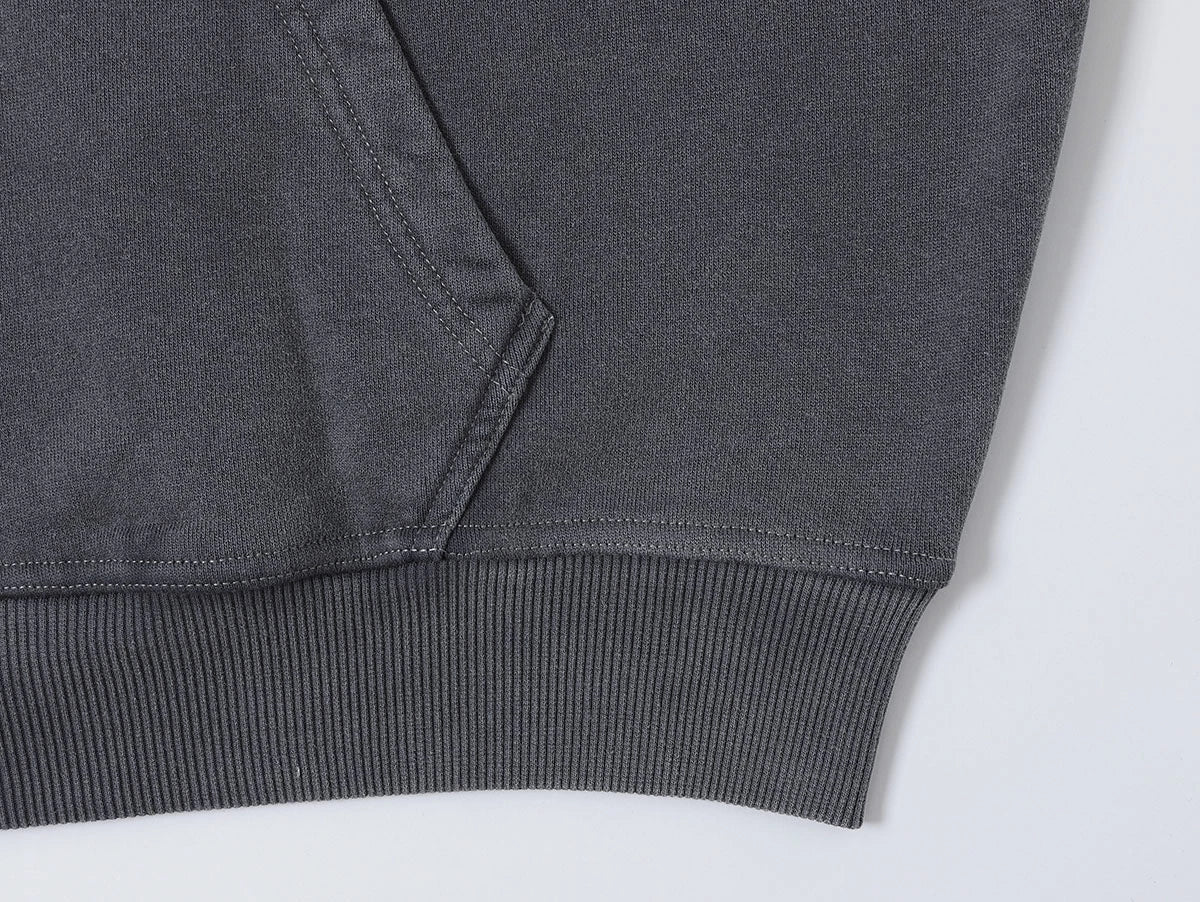 450 GSM BOXY CROPPED FIT 'WASHED GRAY' ZIP-UP HOODIE - Image 7