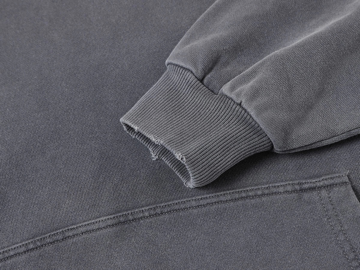 450 GSM CROPPED FIT 'WASHED GRAY' HOODIE - Image 3