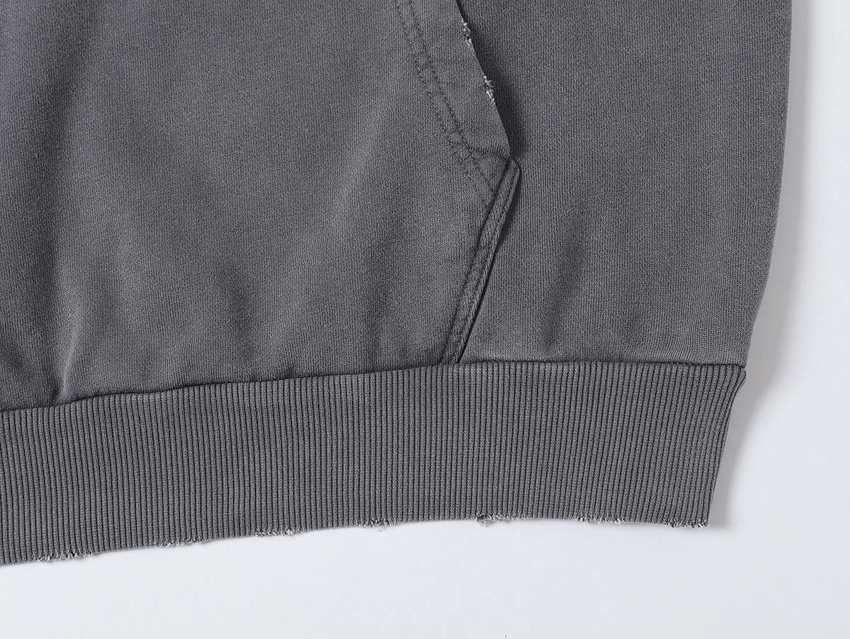 450 GSM CROPPED FIT 'WASHED GRAY' HOODIE - Image 4