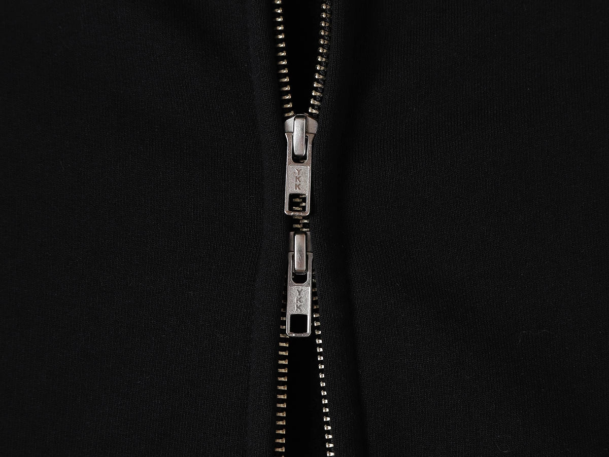 480 GSM  FLEECE CROPPED FIT 'BLACK' ZIP-UP HOODIE - Image 3