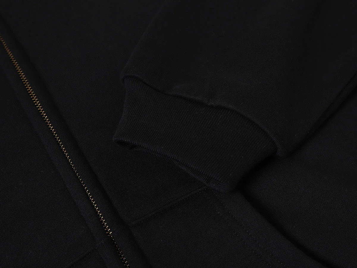480 GSM  FLEECE CROPPED FIT 'BLACK' ZIP-UP HOODIE - Image 5