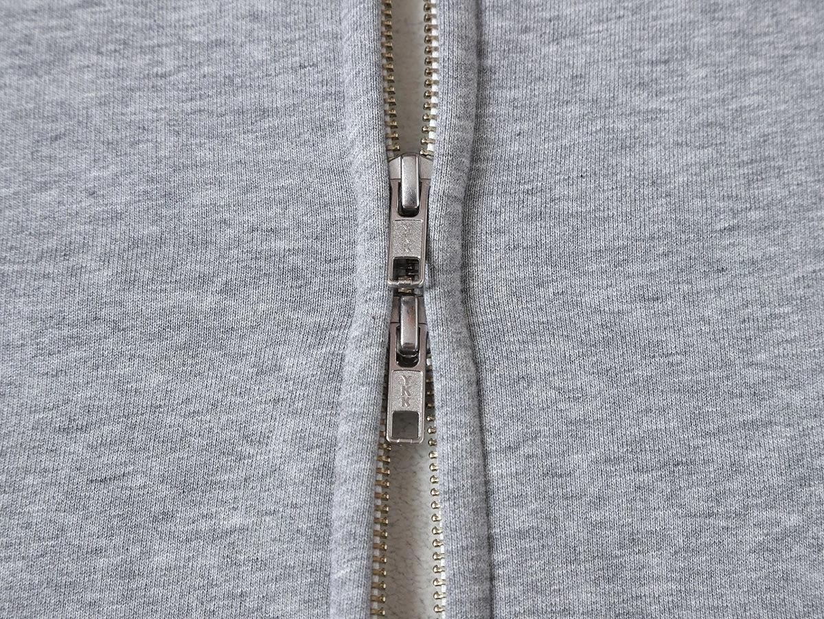 480 GSM  FLEECE CROPPED FIT 'FLOWER GRAY' ZIP-UP HOODIE - Image 3