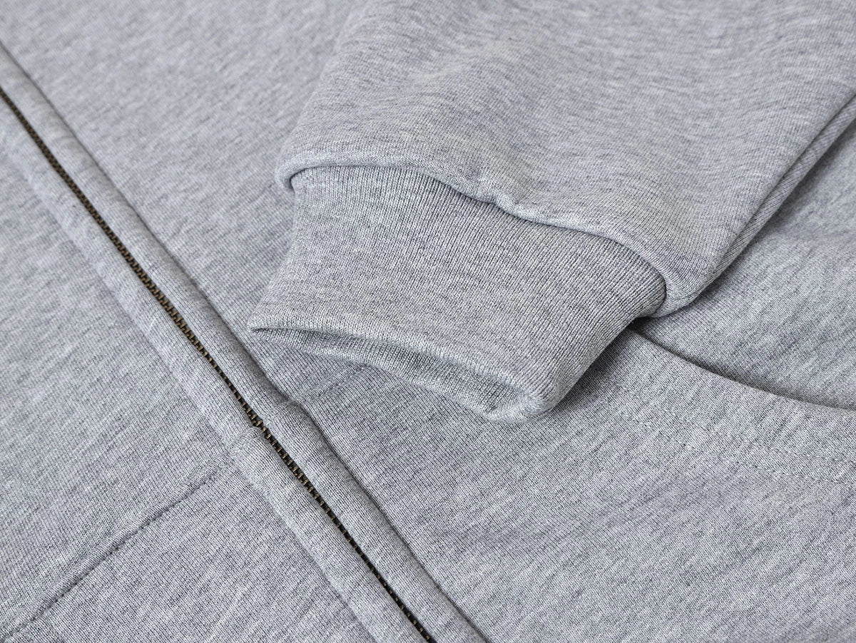 480 GSM  FLEECE CROPPED FIT 'FLOWER GRAY' ZIP-UP HOODIE - Image 5