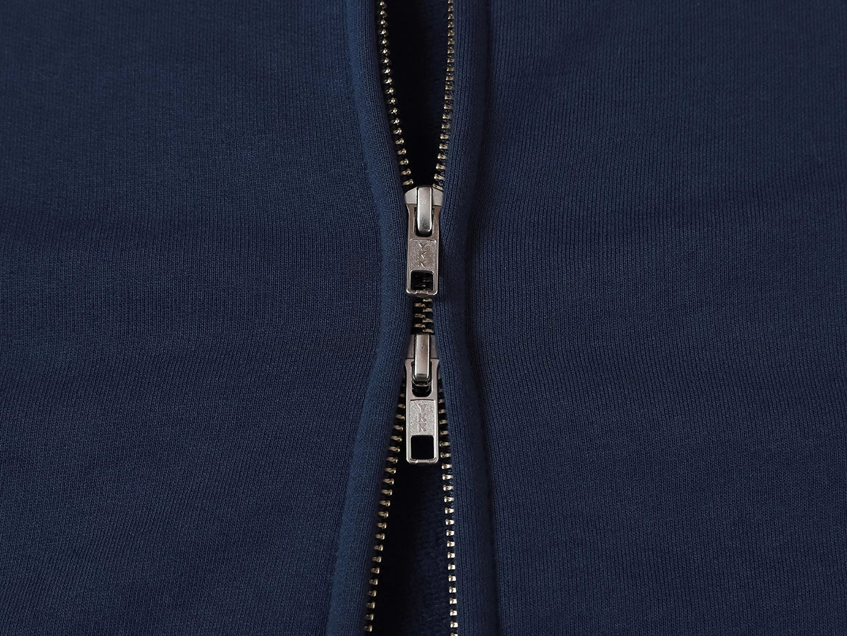 480 GSM  FLEECE CROPPED FIT 'NAVY BLUE' ZIP-UP HOODIE - Image 4