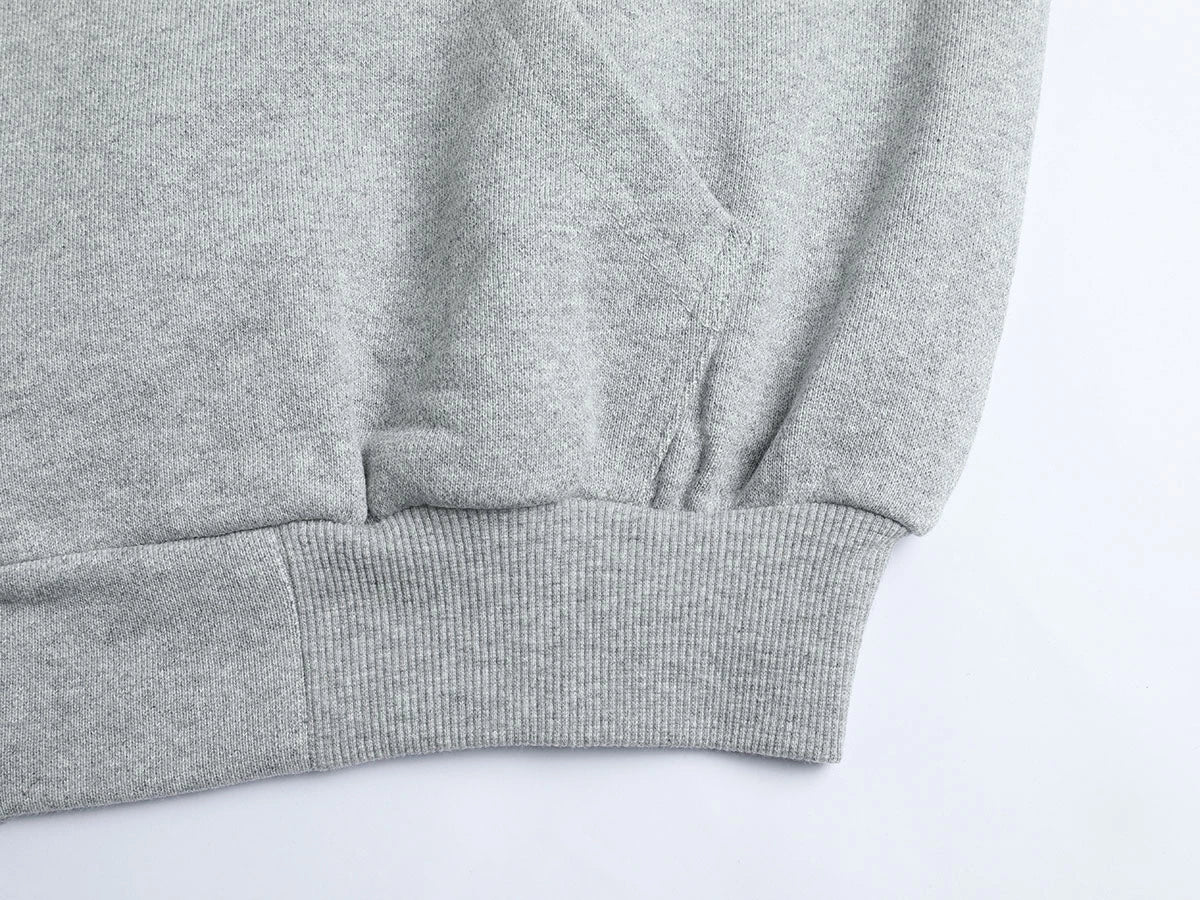 480 GSM RAGLAN BOXY CROPPED FIT 'FLOWER GRAY' ZIP-UP HOODIE - Image 6