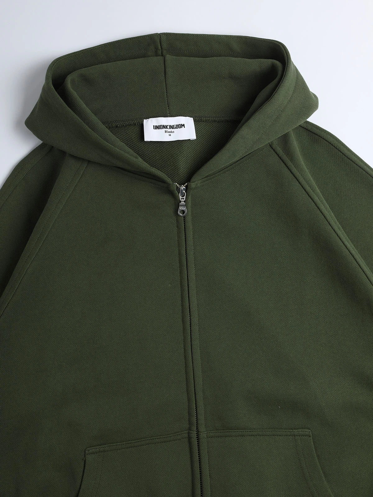 480 GSM RAGLAN BOXY CROPPED FIT 'OLIVE' ZIP-UP HOODIE - Image 3