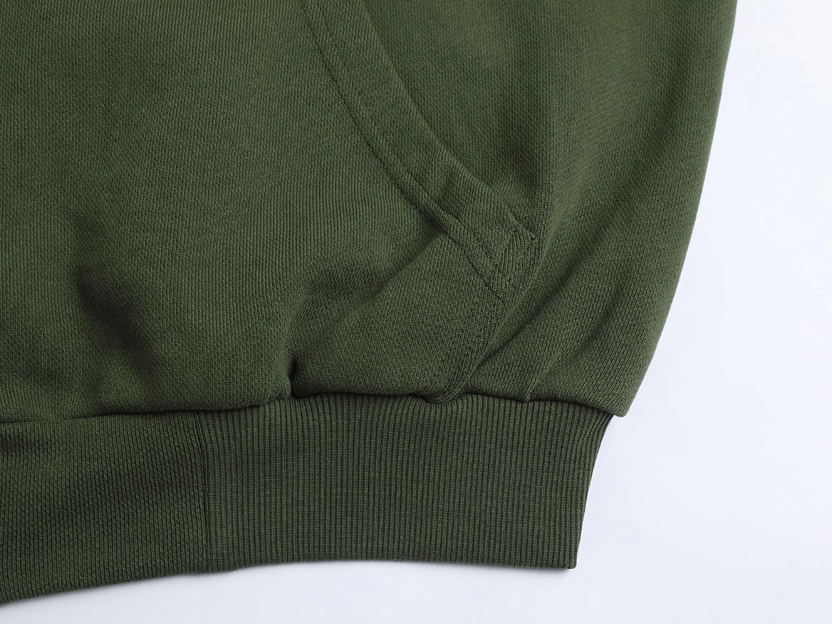 480 GSM RAGLAN BOXY CROPPED FIT 'OLIVE' ZIP-UP HOODIE - Image 6
