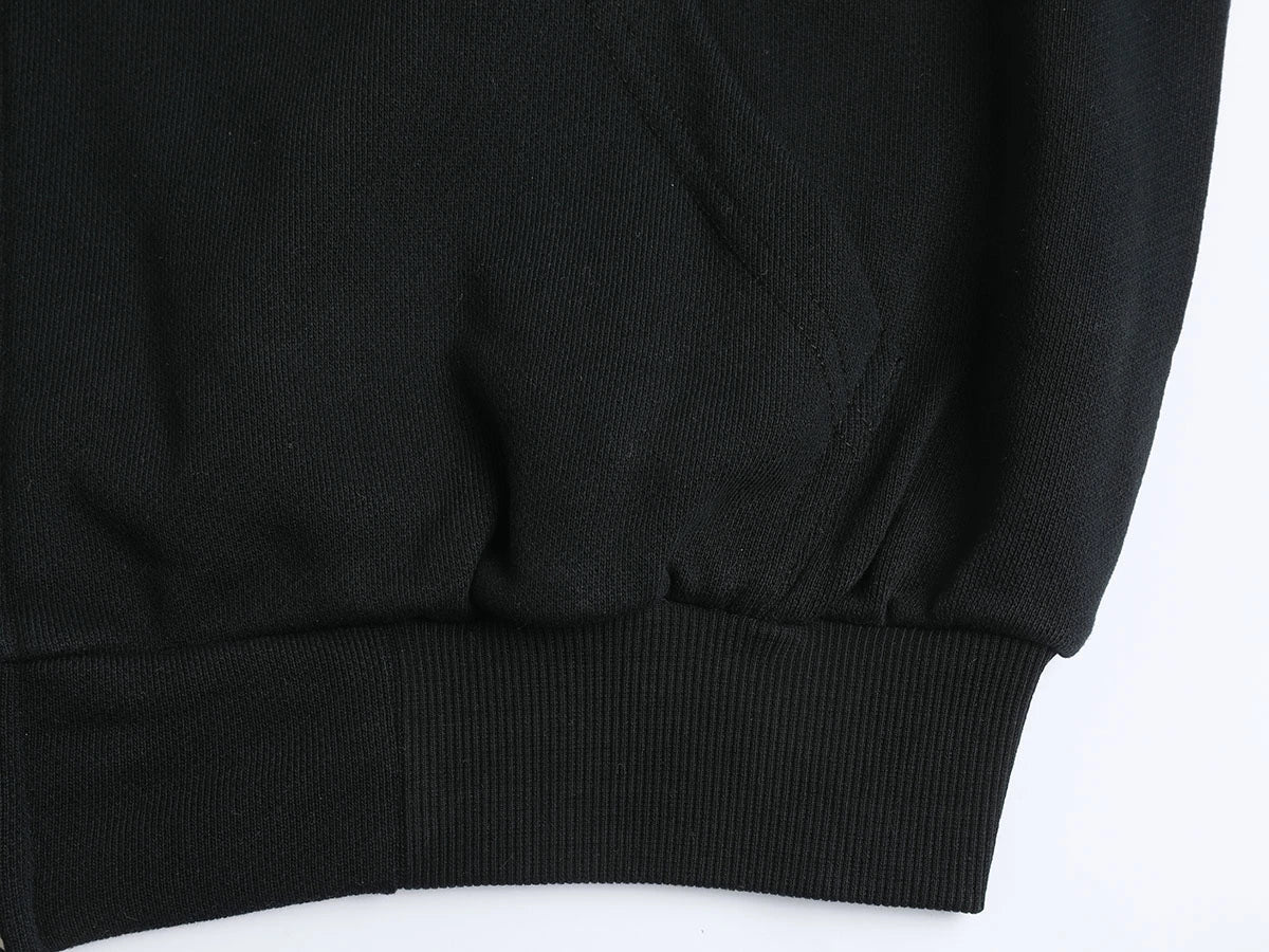 480 GSM RAGLAN BOXY CROPPED FIT ZIP-UP 'BLACK' ZIP-UP HOODIE - Image 6