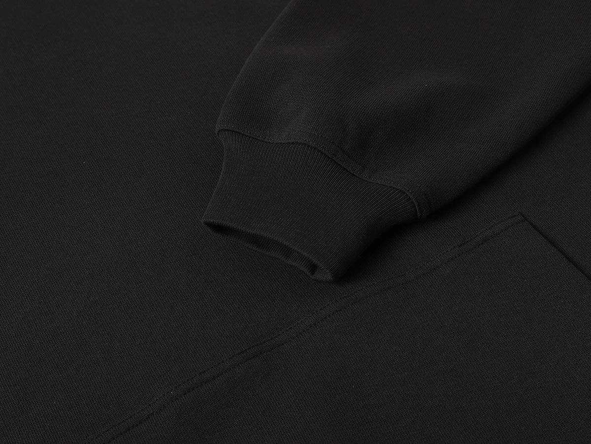480 GSM TERRY LOOSE FIT 'BLACK' HOODIE - Image 5