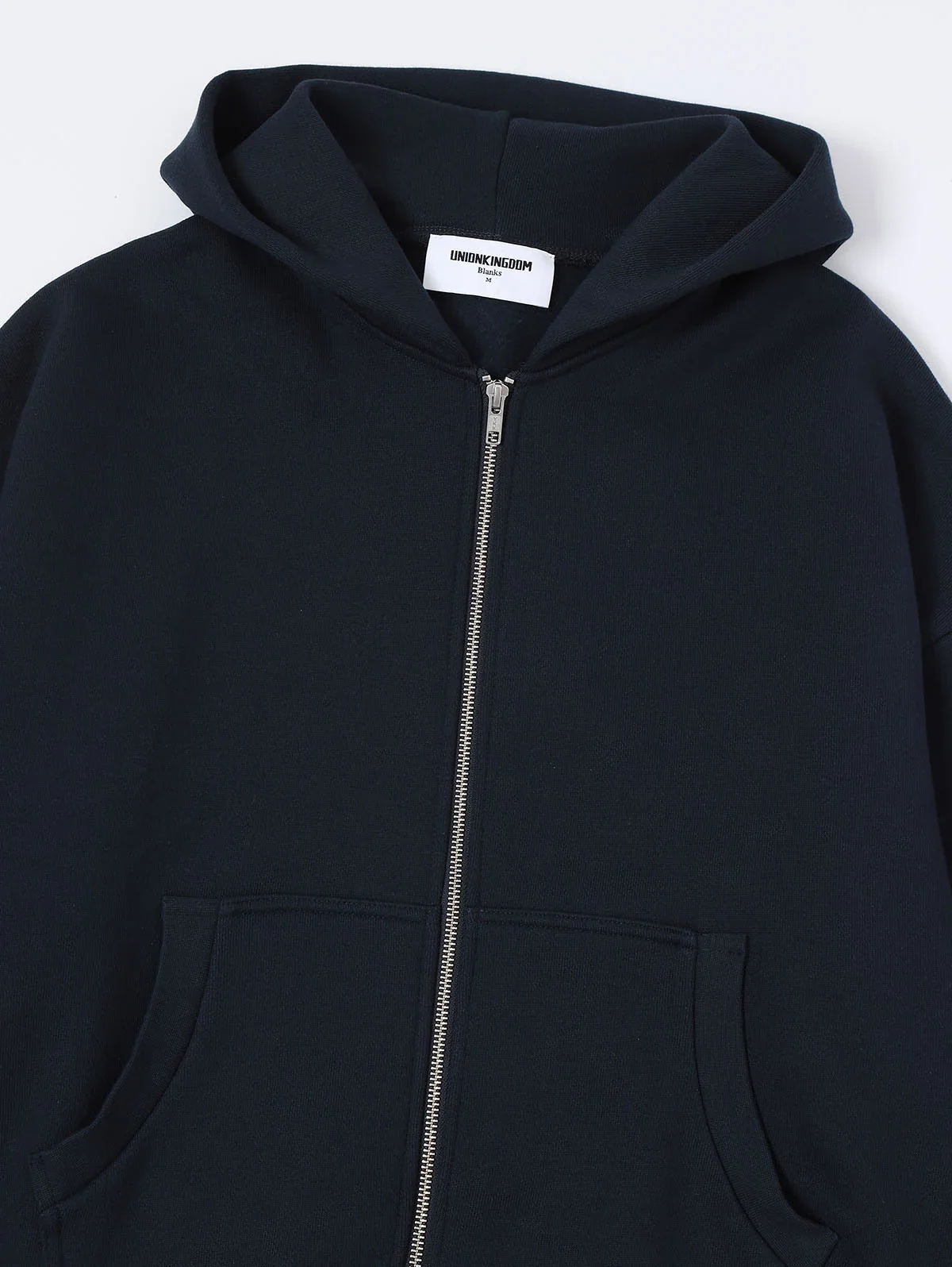 520 GSM BOXY CROPPED FIT ’NAVY BLUE' ZIP-UP HOODIE - Image 3