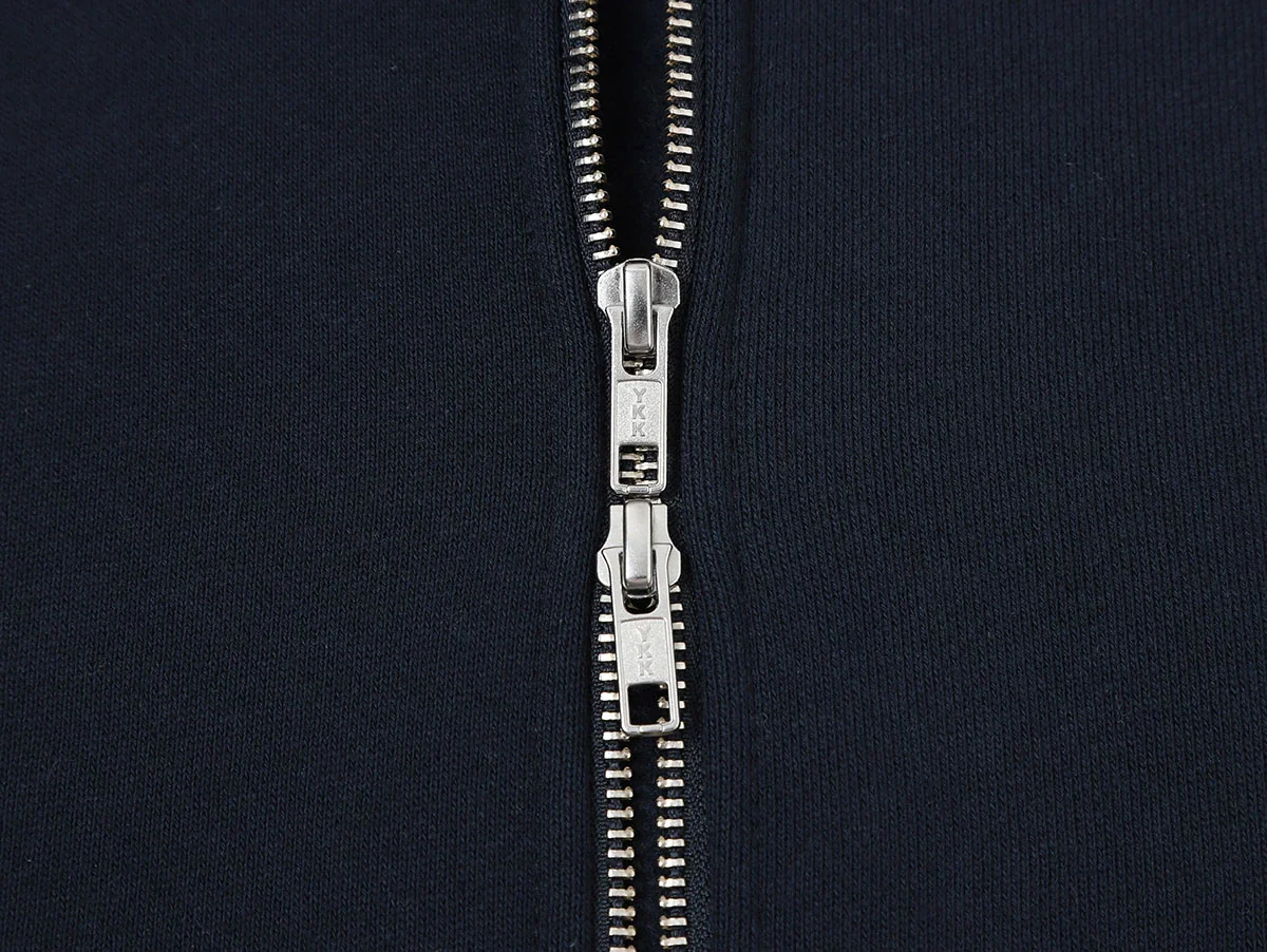 520 GSM BOXY CROPPED FIT ’NAVY BLUE' ZIP-UP HOODIE - Image 4