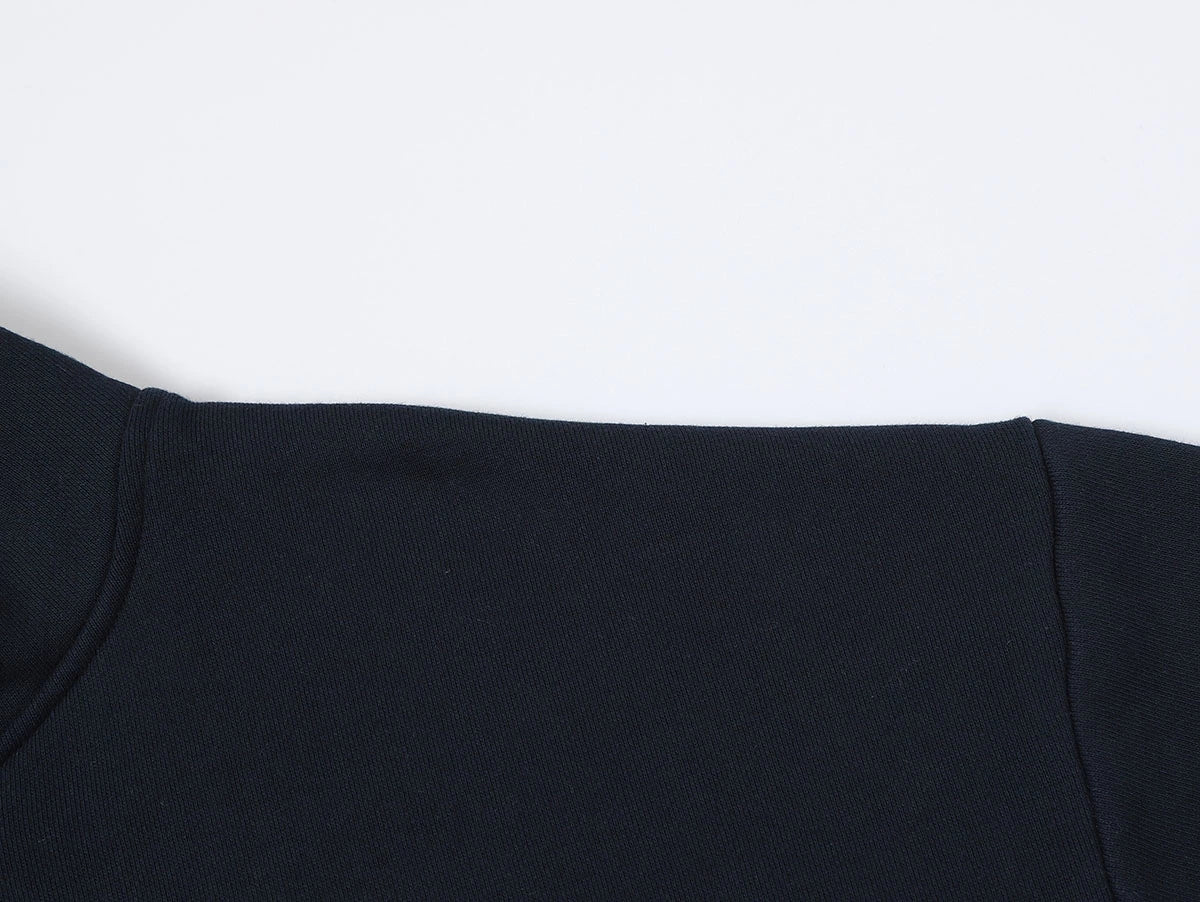 520 GSM BOXY CROPPED FIT ’NAVY BLUE' ZIP-UP HOODIE - Image 7