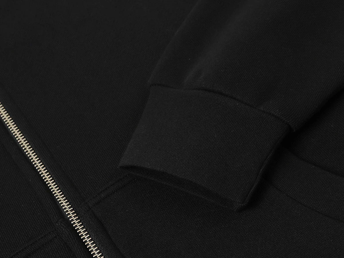 520 GSM BOXY CROPPED FIT 'BLACK' ZIP-UP HOODIE - Image 4