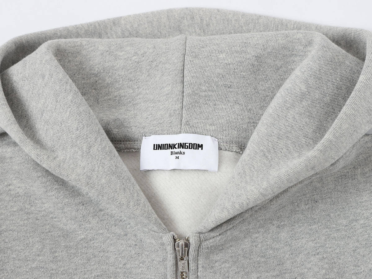520 GSM BOXY CROPPED FIT 'FLOWER GRAY' ZIP-UP HOODIE - Image 3