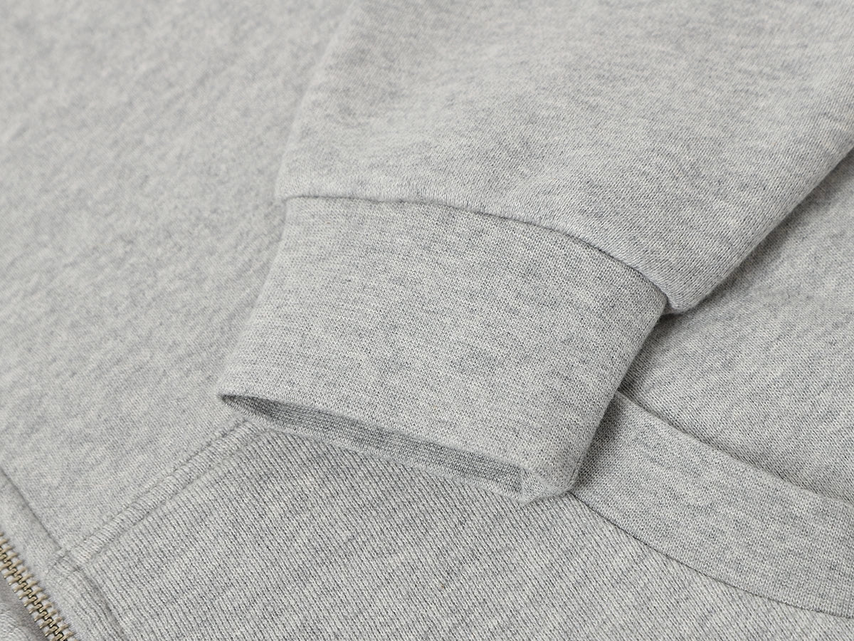 520 GSM BOXY CROPPED FIT 'FLOWER GRAY' ZIP-UP HOODIE - Image 4