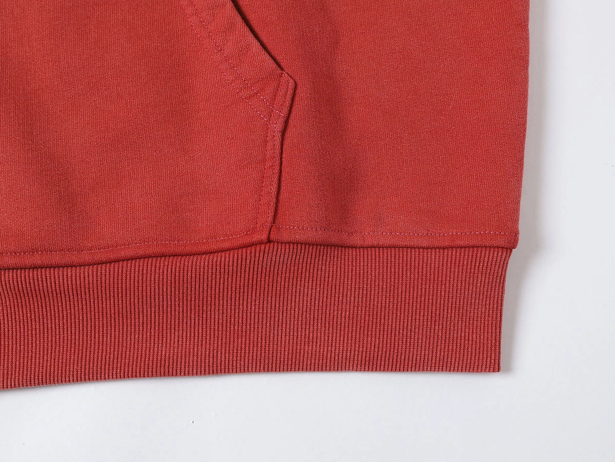 550 GSM CROPPED FIT 'WASHED RED' ZIP-UP HOODIE - Image 6