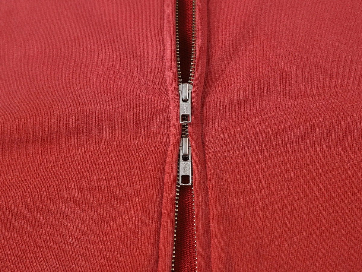 550 GSM CROPPED FIT 'WASHED RED' ZIP-UP HOODIE - Image 7