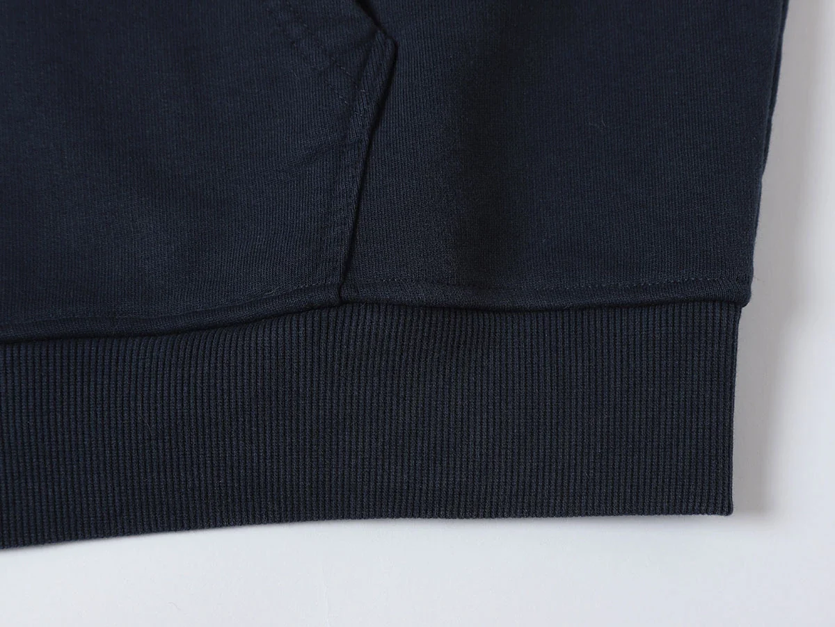 550 GSM CROPPED FIT 'WASHED NAVY BLUE' ZIP-UP HOODIE - Image 6