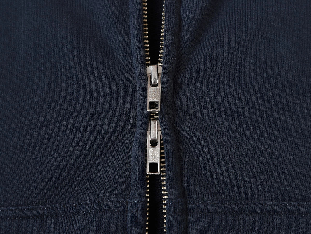 550 GSM CROPPED FIT 'WASHED NAVY BLUE' ZIP-UP HOODIE - Image 7