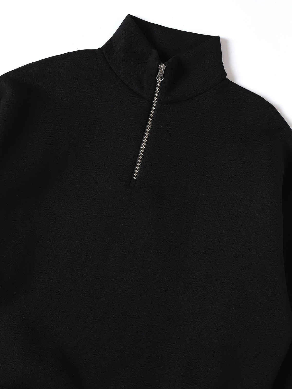 630 GSM BOXY CROPPED FIT QUARTER-ZIP 'BLACK’ SWEATER - Image 3