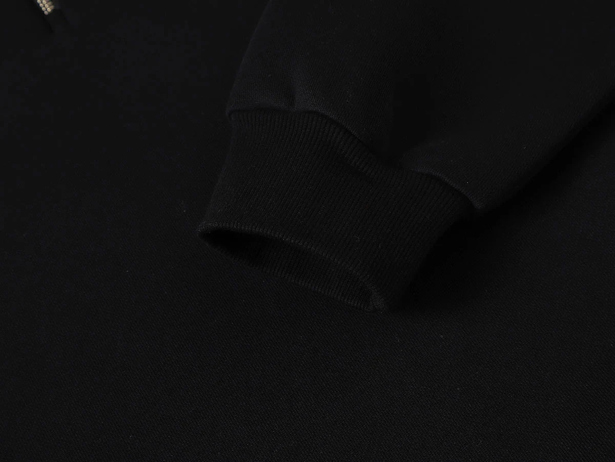 630 GSM BOXY CROPPED FIT QUARTER-ZIP 'BLACK’ SWEATER - Image 5