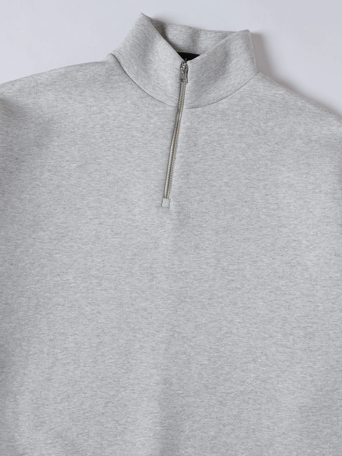 630 GSM BOXY CROPPED FIT QUARTER-ZIP 'FLOWER GRAY’ SWEATER - Image 3