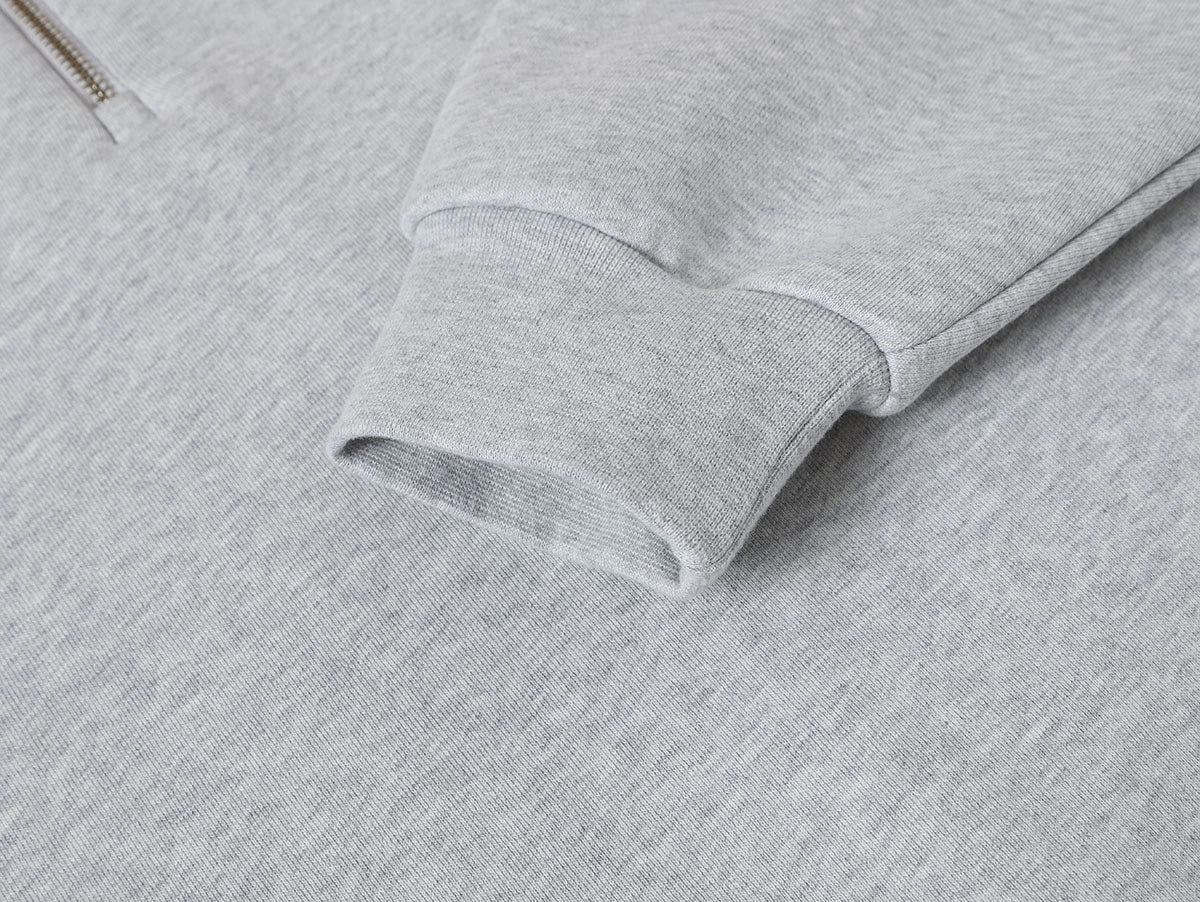 630 GSM BOXY CROPPED FIT QUARTER-ZIP 'FLOWER GRAY’ SWEATER - Image 5