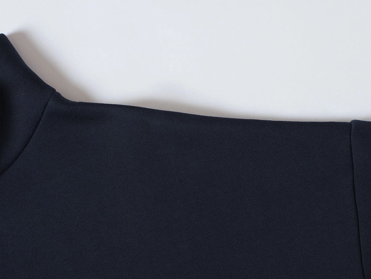 630 GSM BOXY CROPPED FIT QUARTER-ZIP 'NAVY BLUE’ SWEATER - Image 4