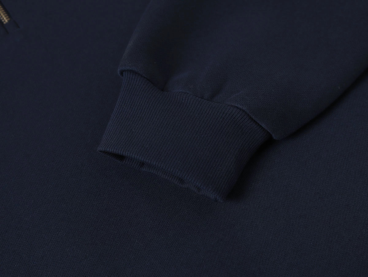 630 GSM BOXY CROPPED FIT QUARTER-ZIP 'NAVY BLUE’ SWEATER - Image 5
