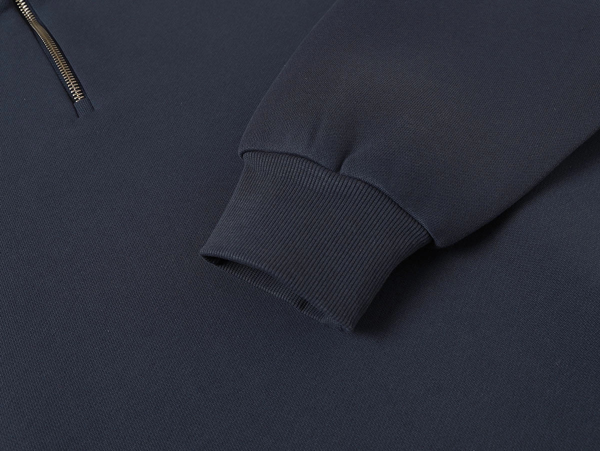 630 GSM BOXY CROPPED FIT QUARTER-ZIP 'STONE COAL’ SWEATER - Image 5