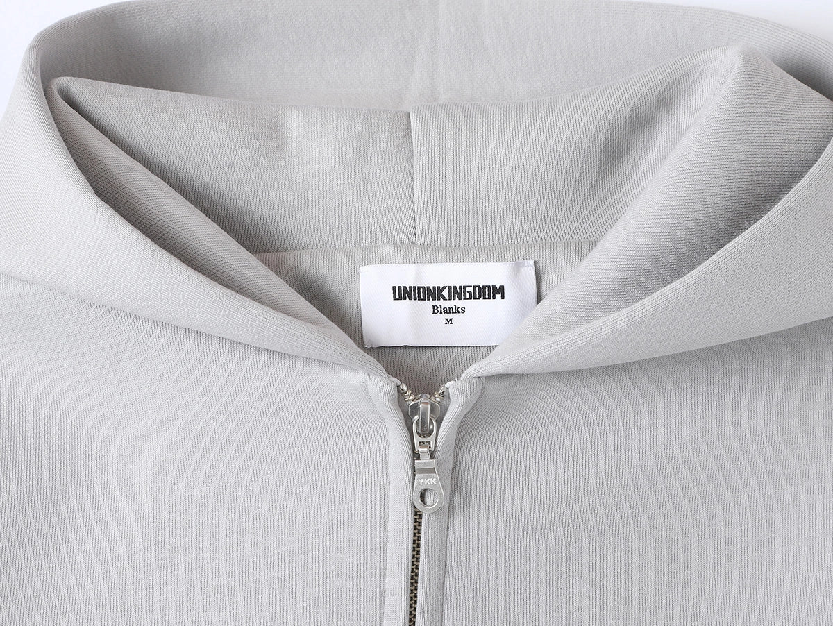 630 GSM BOXY CROPPED FIT 'ARCTIC GRAY' ZIP-UP HOODIE - Image 3