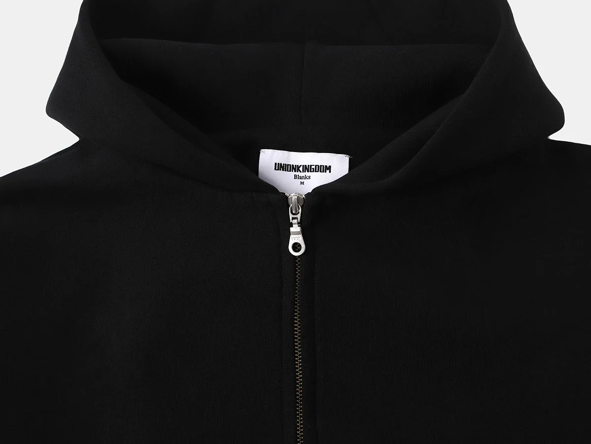 630 GSM BOXY CROPPED FIT 'BLACK' ZIP-UP HOODIE - Image 3