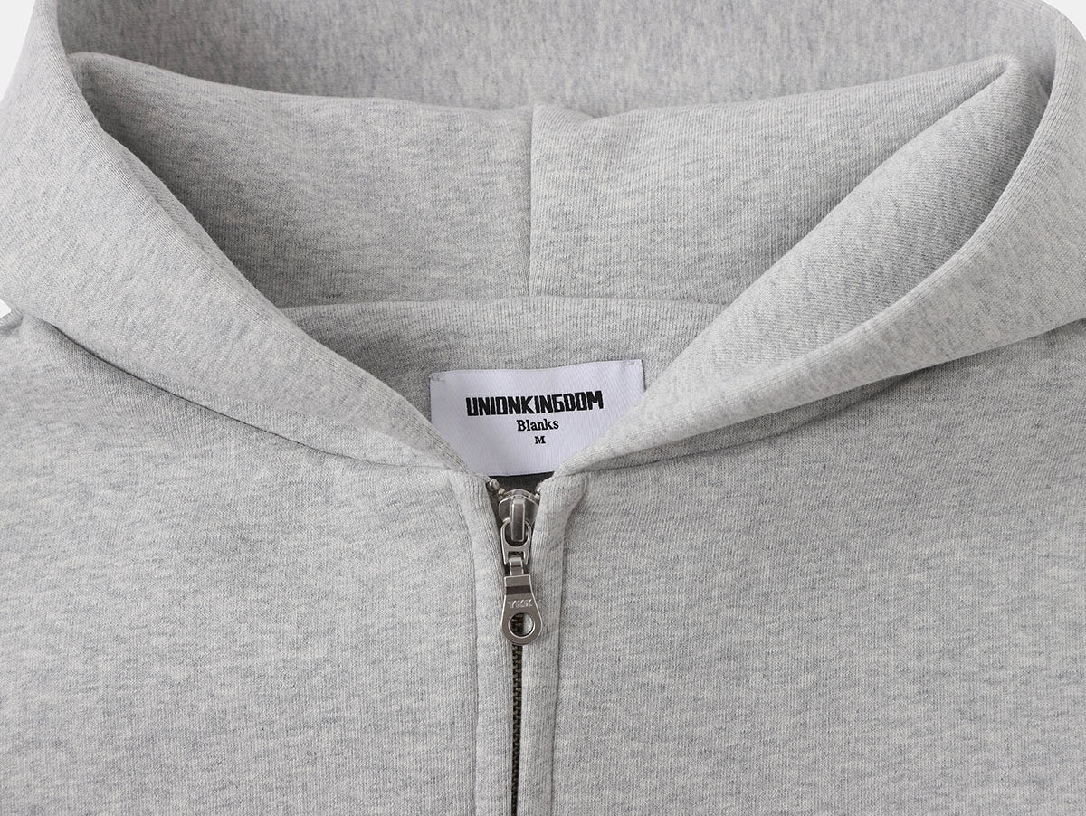 630 GSM BOXY CROPPED FIT 'FLOWER GRAY' ZIP-UP HOODIE - Image 3