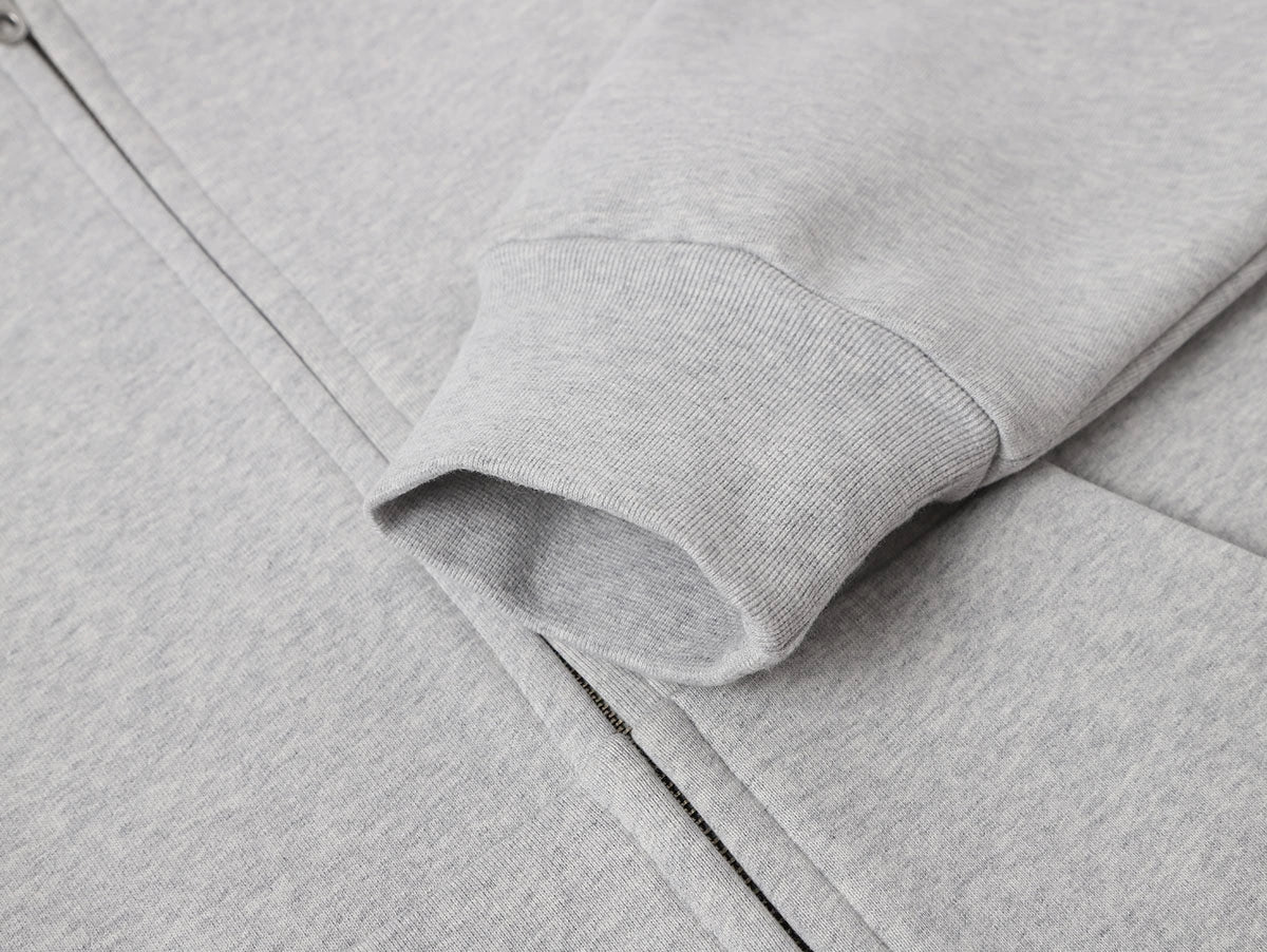 630 GSM BOXY CROPPED FIT 'FLOWER GRAY' ZIP-UP HOODIE - Image 4