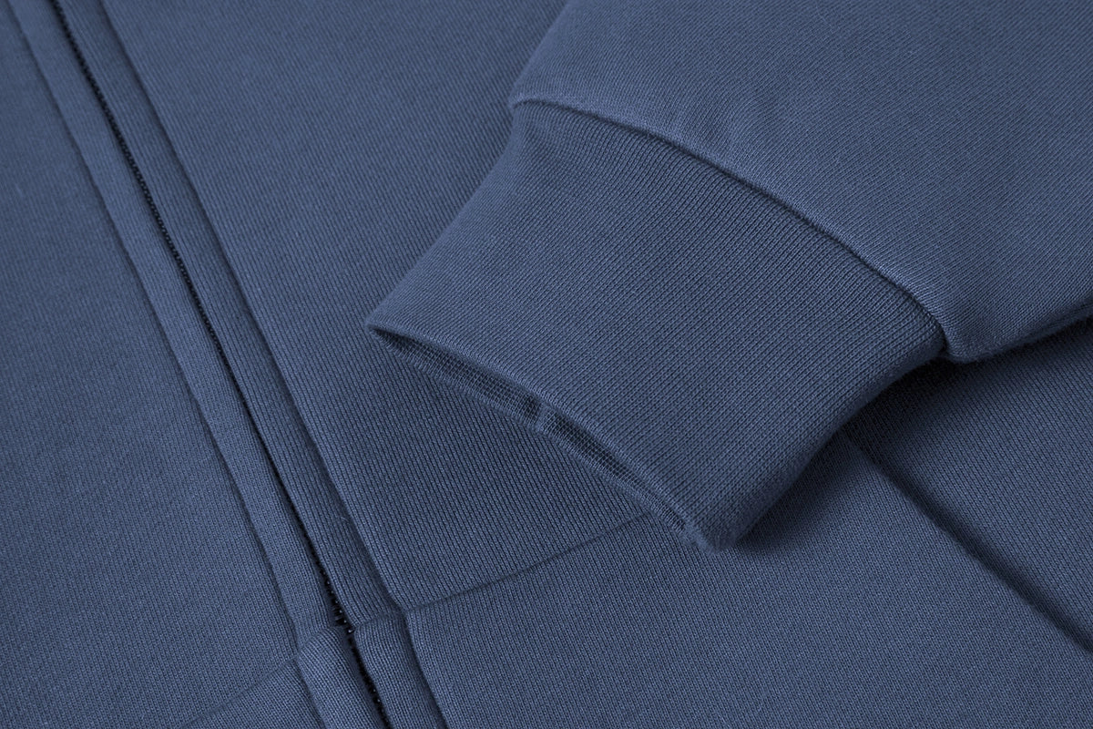 630 GSM BOXY CROPPED FIT 'GRAY BLUE' ZIP-UP HOODIE - Image 4