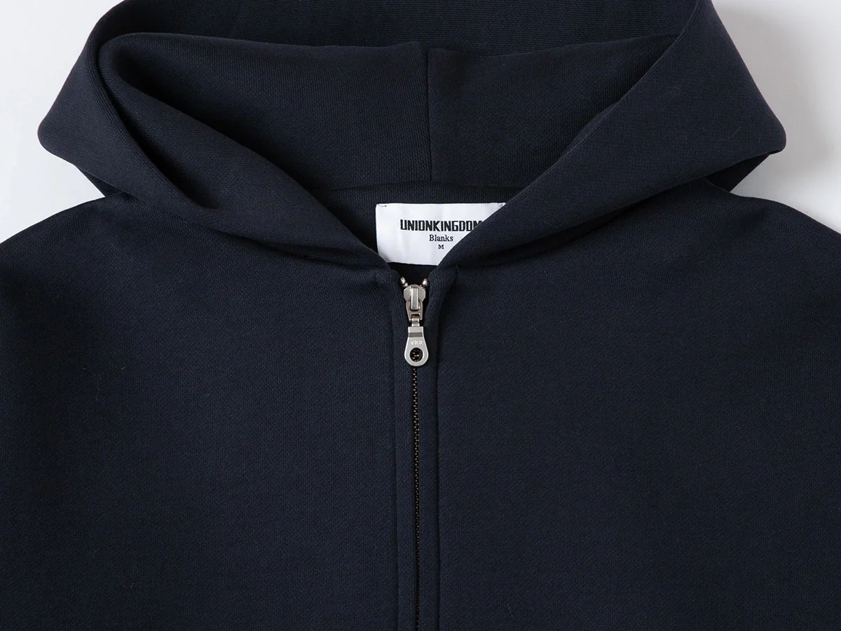 630 GSM BOXY CROPPED FIT 'NAVY BLUE' ZIP-UP HOODIE - Image 3
