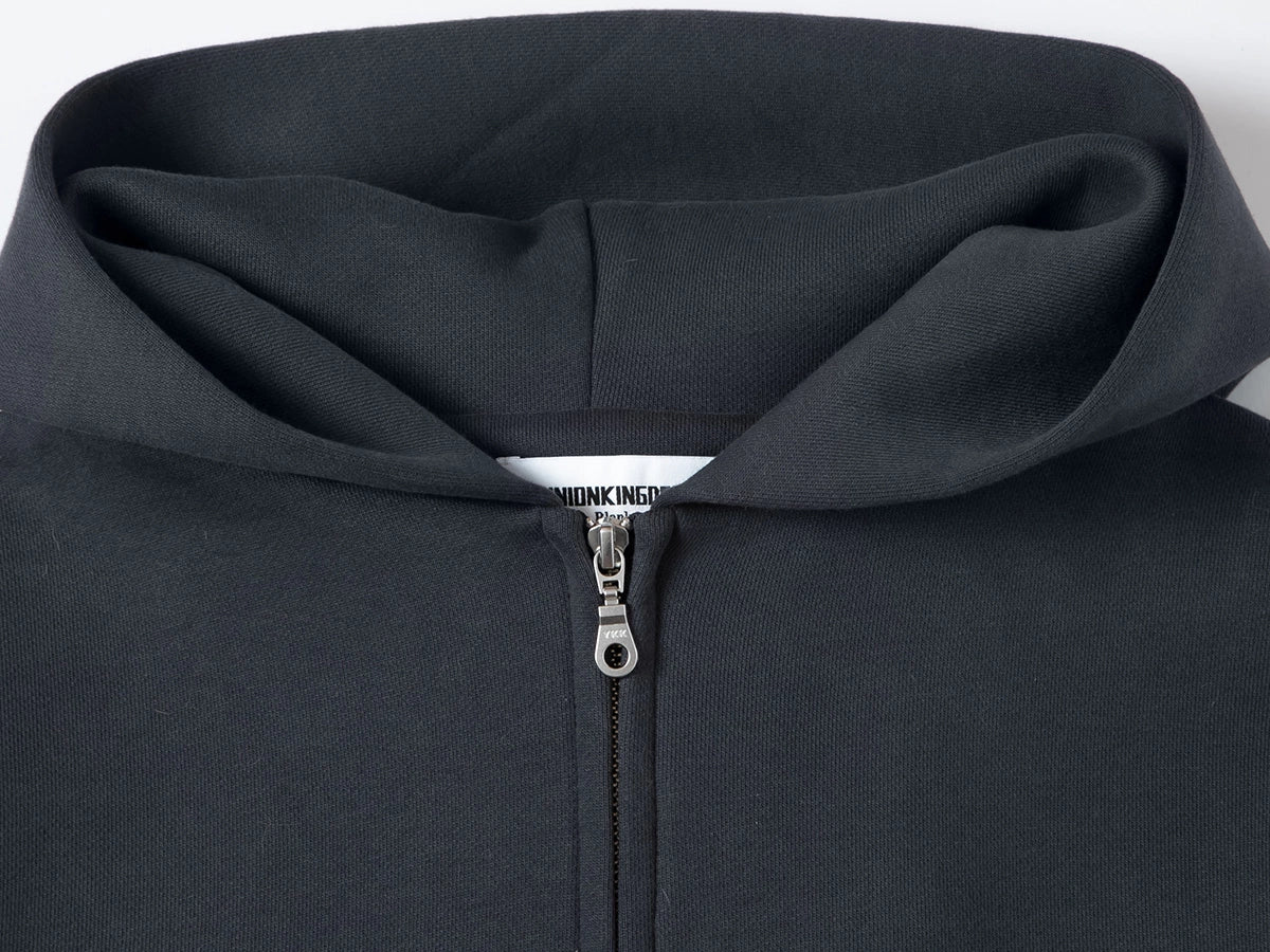 630 GSM BOXY CROPPED FIT 'STONE COAL' ZIP-UP HOODIE - Image 4