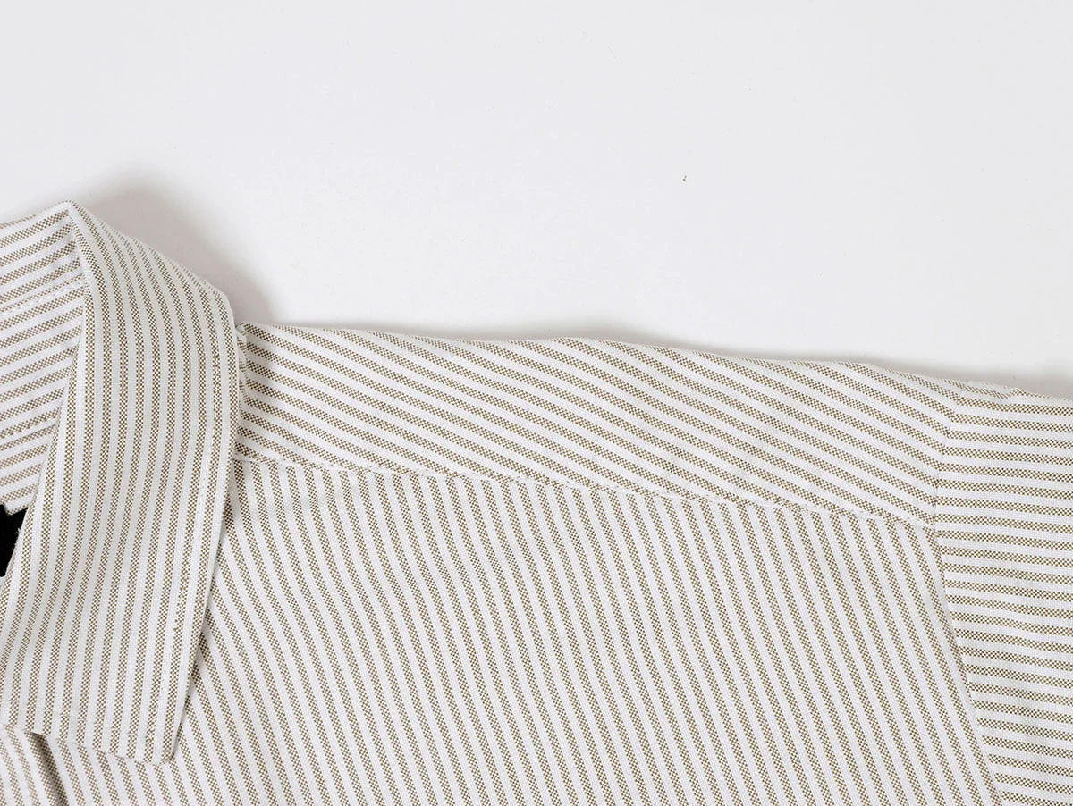 BOXY CROPPED 'BEIGE' STRIPED LONG-SLEEVE SHIRT - Image 3