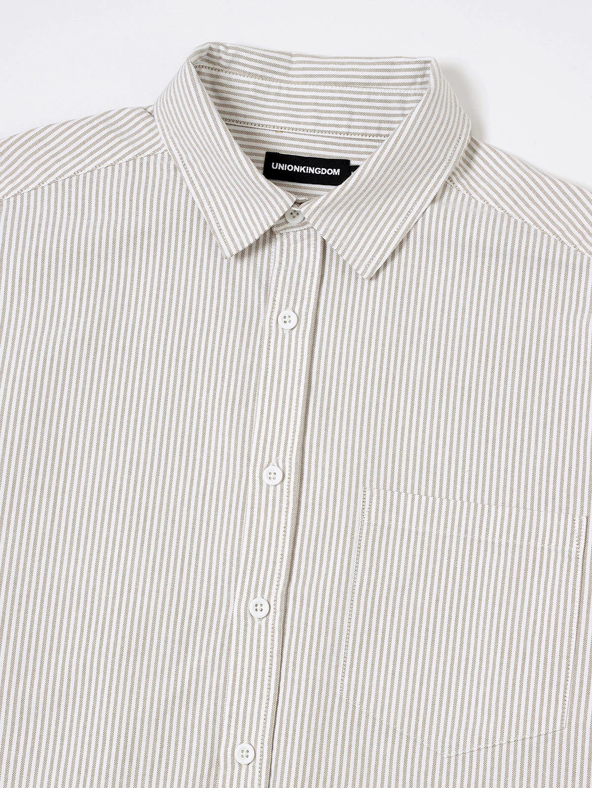 BOXY CROPPED 'BEIGE' STRIPED LONG-SLEEVE SHIRT - Image 6