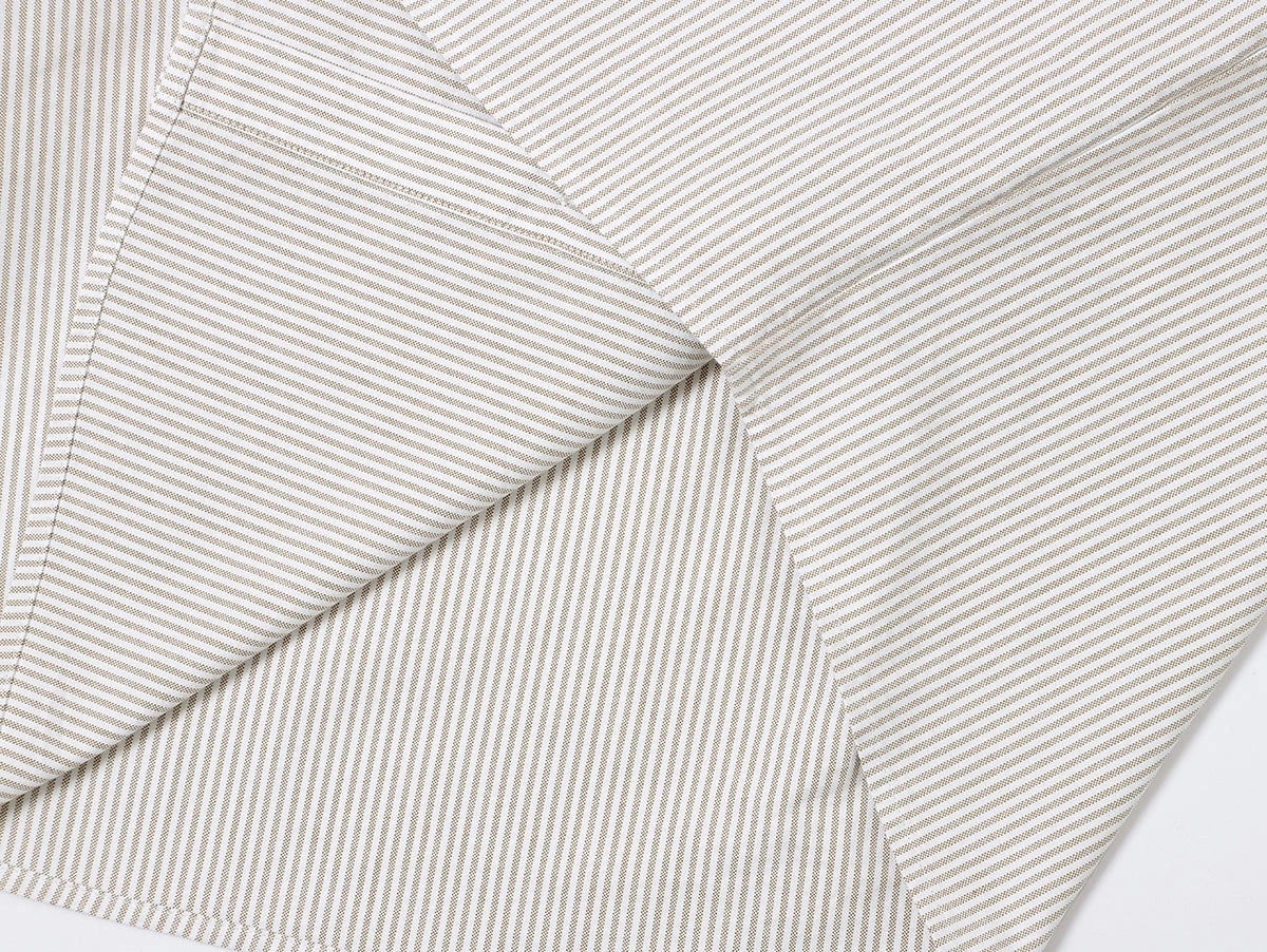 BOXY CROPPED 'BEIGE' STRIPED LONG-SLEEVE SHIRT - Image 7