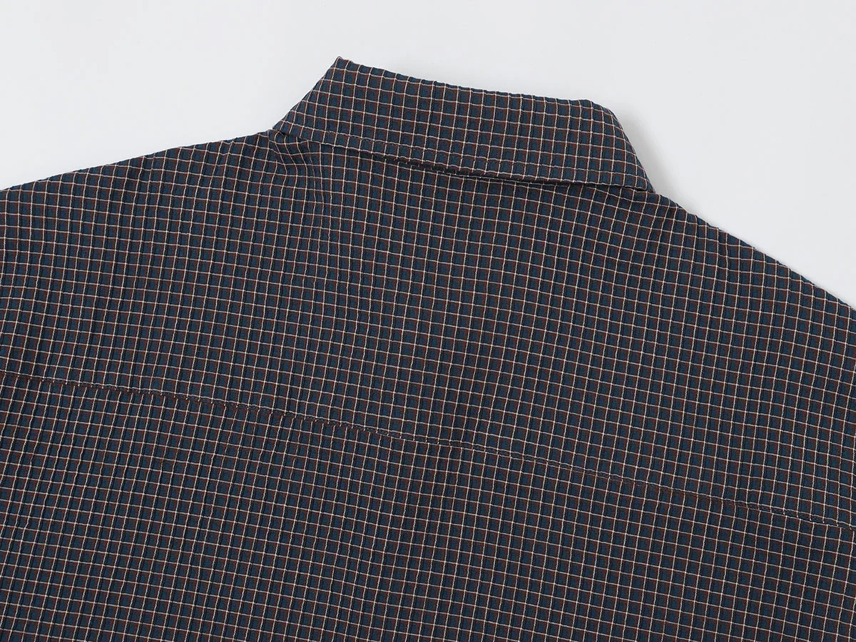 BOXY CROPPED FIT 'NAVY' PLAID SHIRT - Image 3