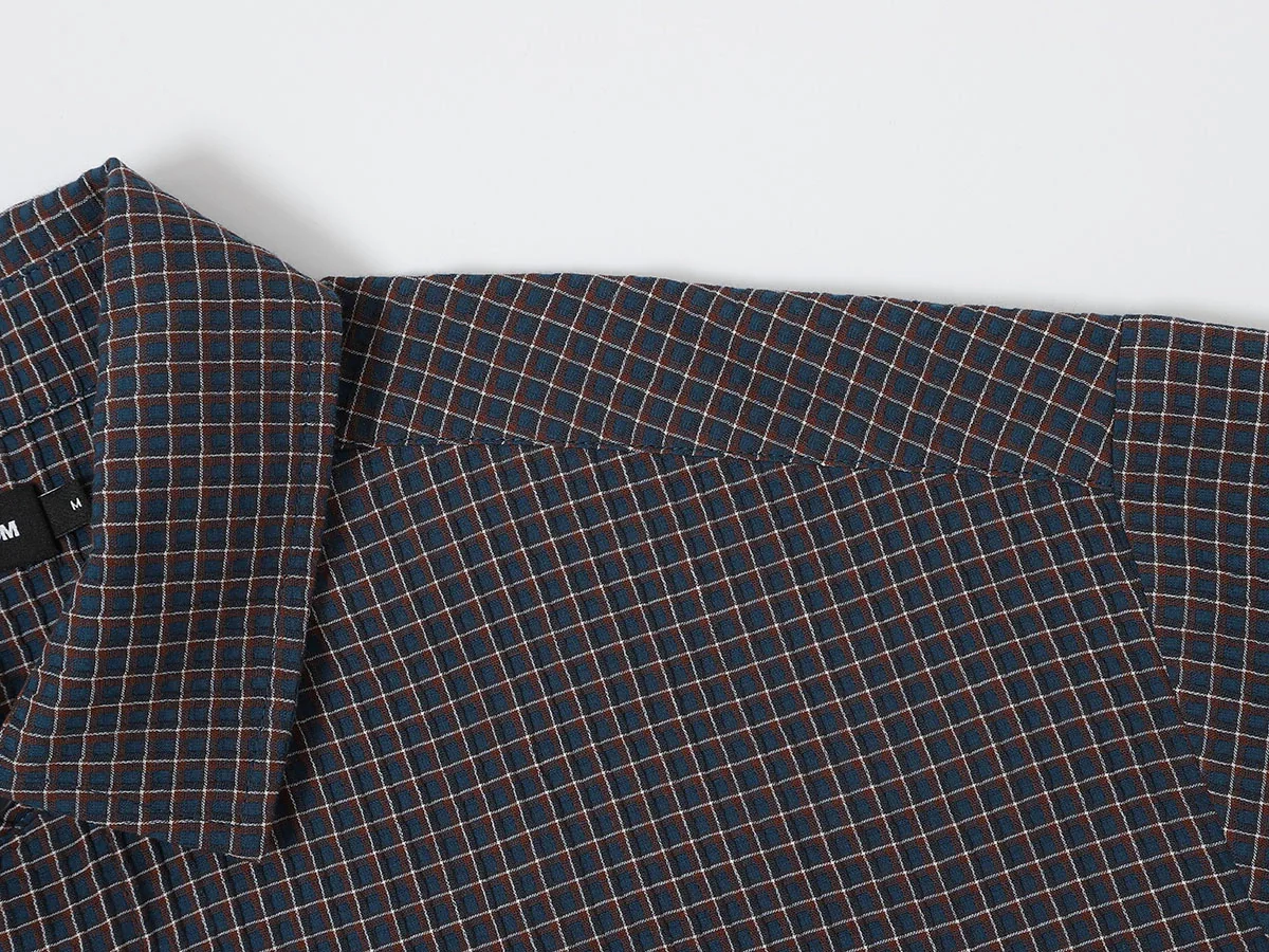 BOXY CROPPED FIT 'NAVY' PLAID SHIRT - Image 4