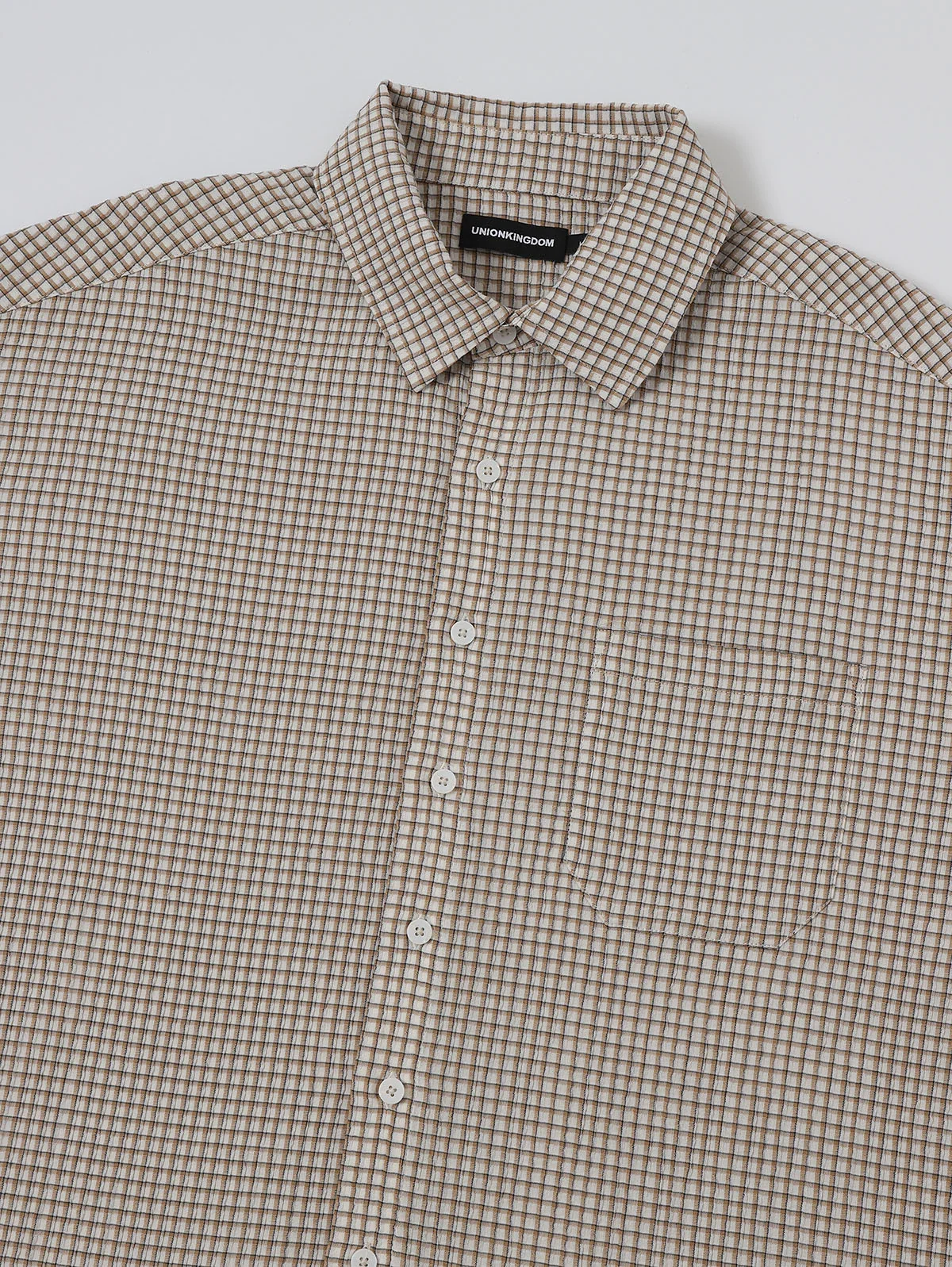 BOXY CROPPED FIT 'BEIGE' PLAID SHIRT - Image 8