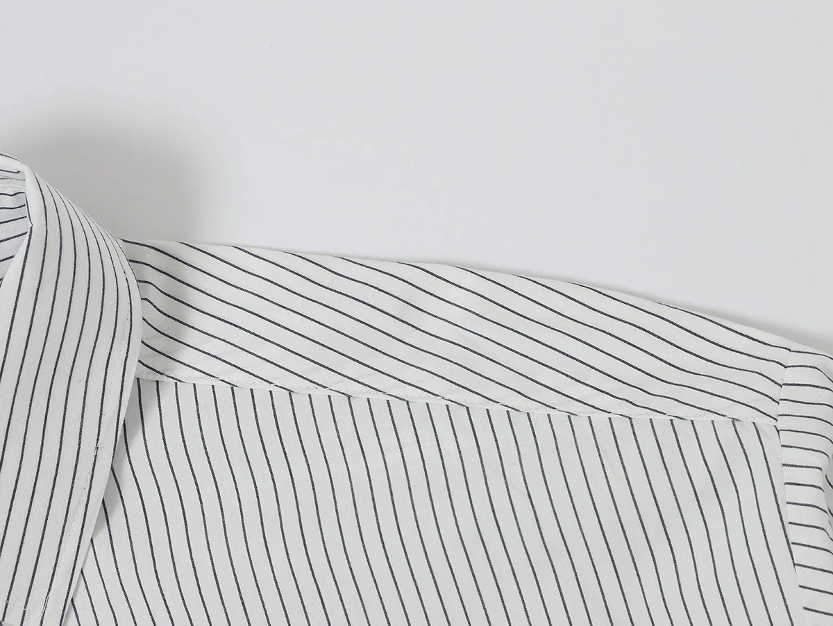 BOXY CROPPED 'WHITE' STRIPED LONG-SLEEVE SHIRT - Image 3