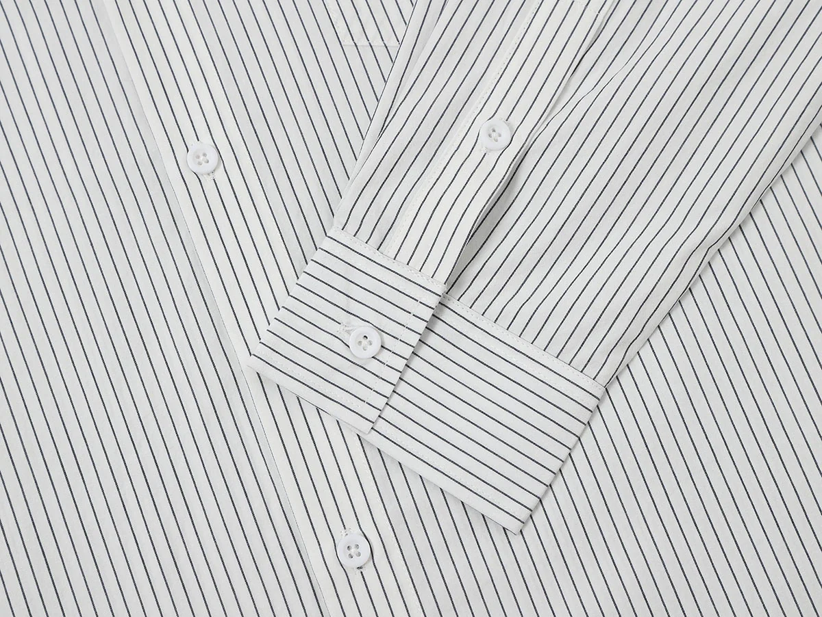 BOXY CROPPED 'WHITE' STRIPED LONG-SLEEVE SHIRT - Image 4