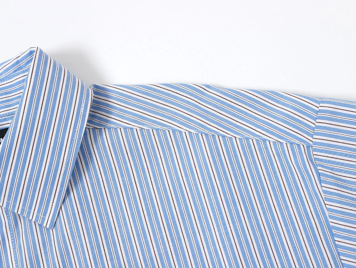 BOXY CROPPED 'BLUE' STRIPED LONG-SLEEVE SHIRT - Image 4