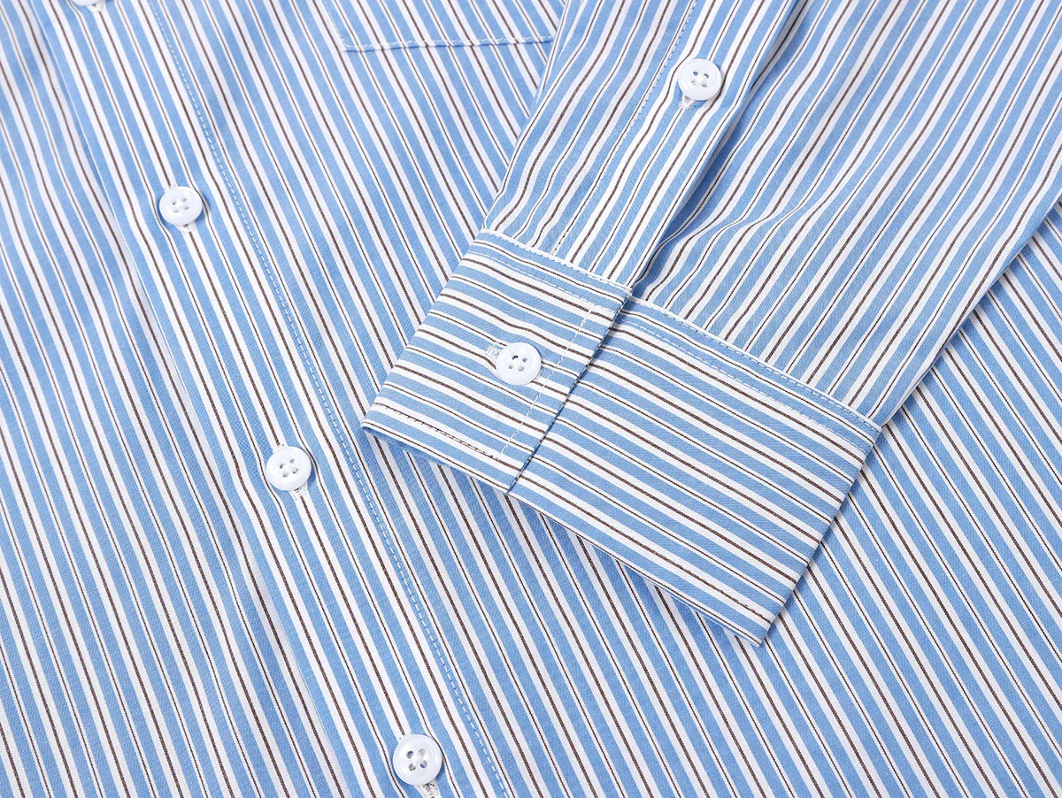BOXY CROPPED 'BLUE' STRIPED LONG-SLEEVE SHIRT - Image 5