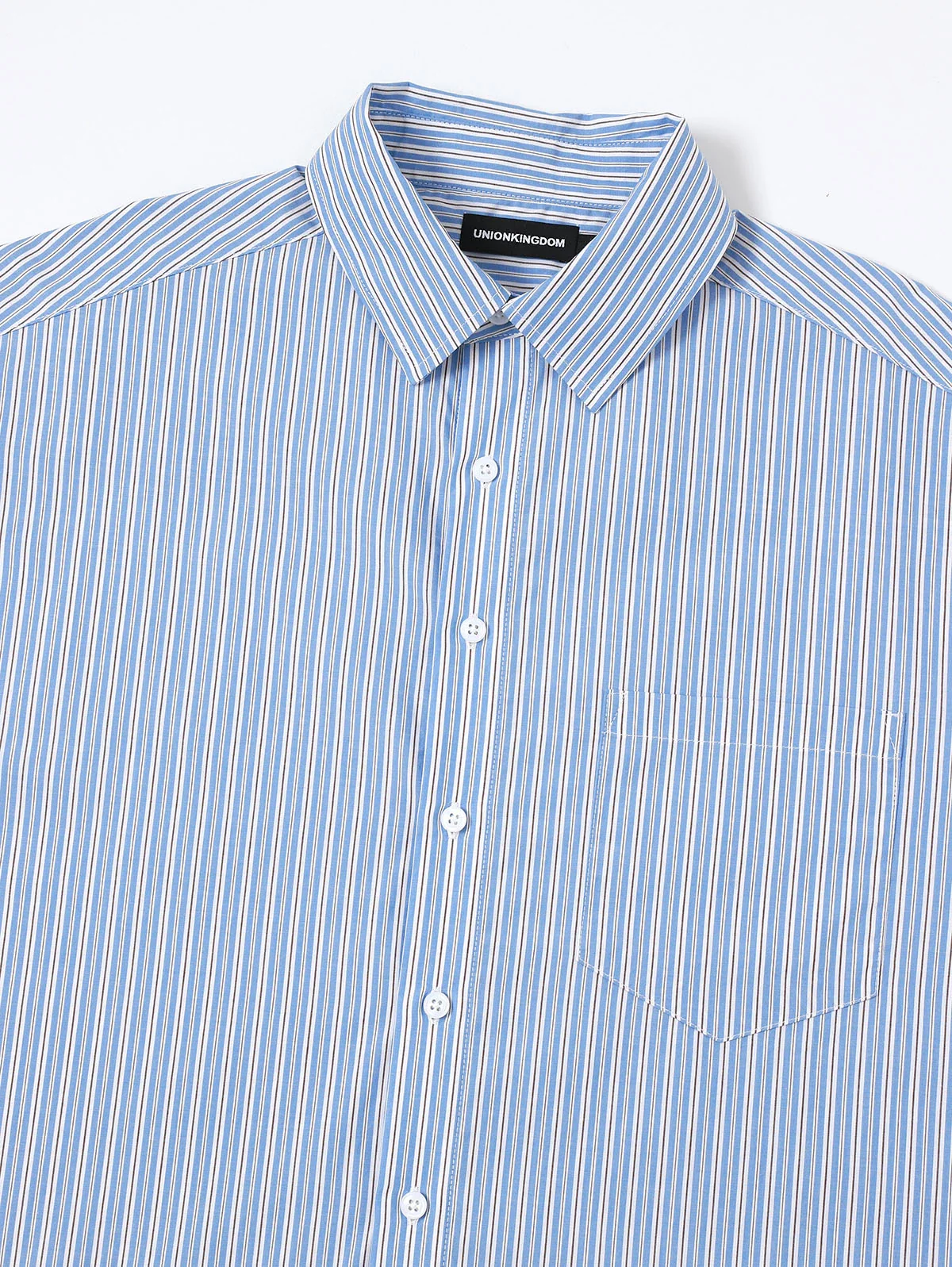 BOXY CROPPED 'BLUE' STRIPED LONG-SLEEVE SHIRT - Image 9