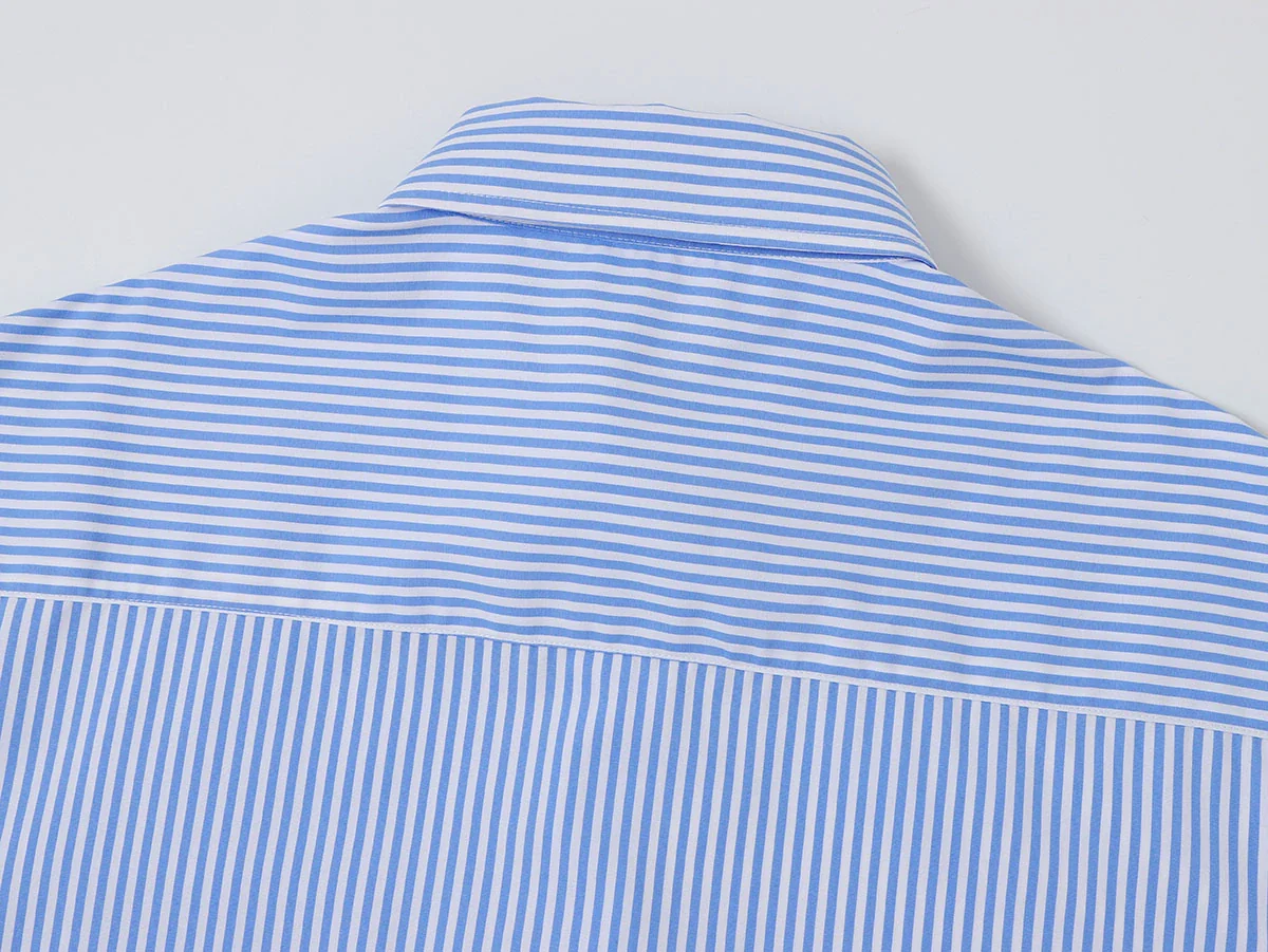 BOXY CROPPED 'BLUE' STRIPED SHIRT - Image 3